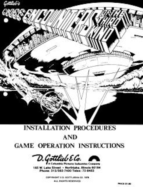 CLOSE ENCOUNTERS (Gottlieb) Manual EM
