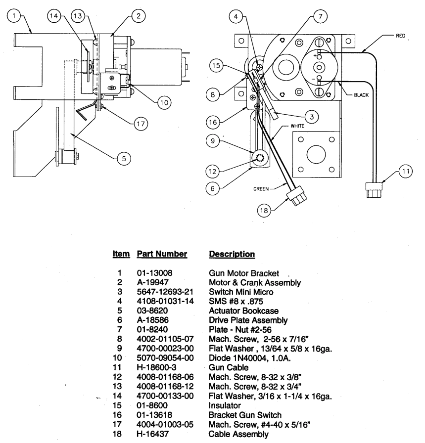 DIRTY HARRY (Williams) Gun switch bracket