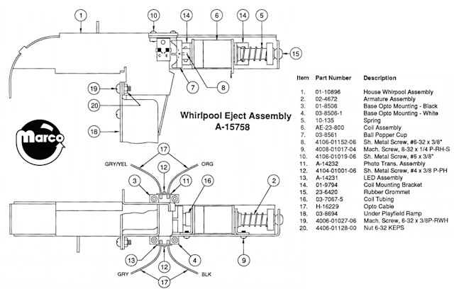 WHITE WATER (Williams) Armature assembly