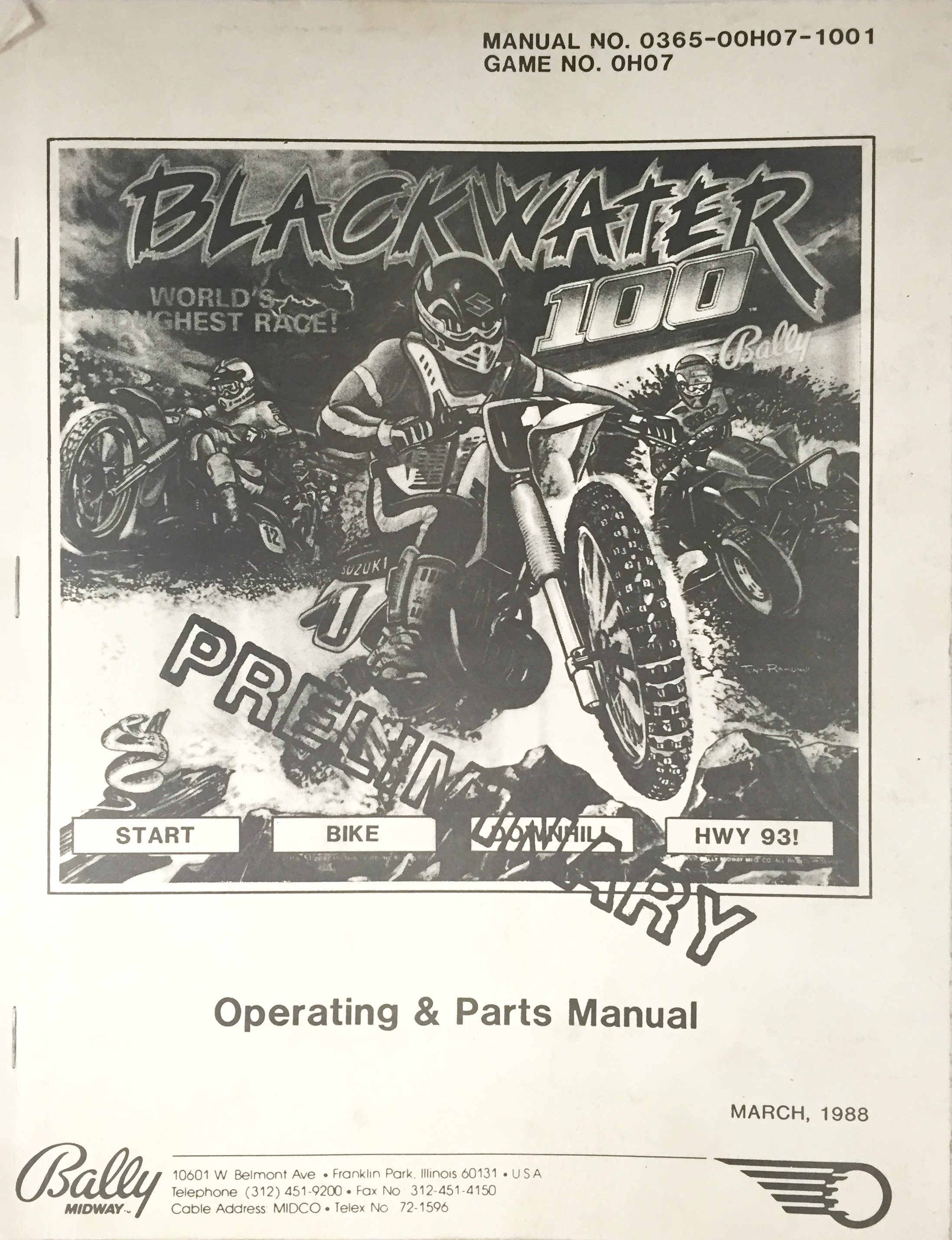 BLACKWATER 100 (Bally) Manual & schematic