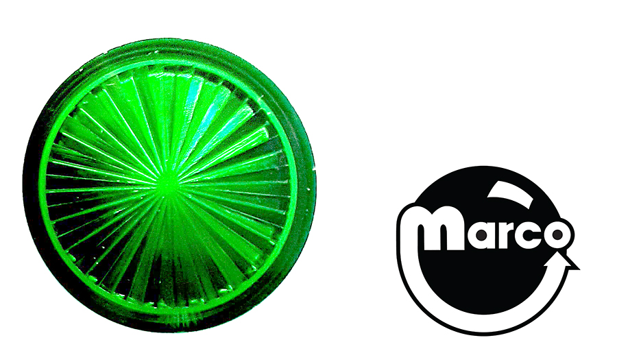 Insert - circle 1-3/16 inch green starburst