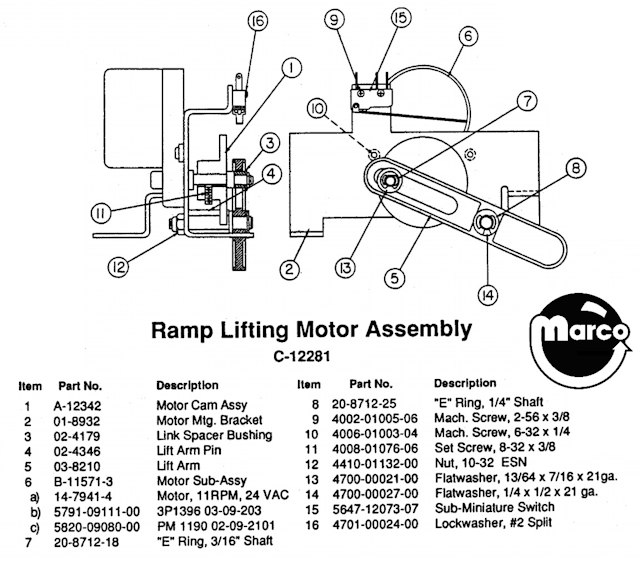 Ramp lifting motor assembly Williams