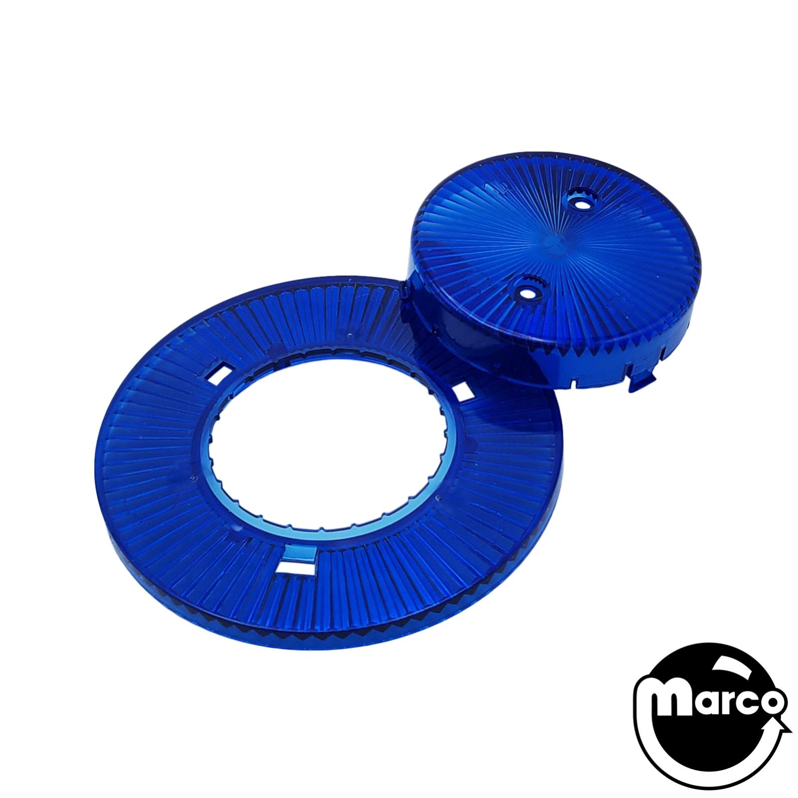 Pop bumper snap cap with collar - transparent blue