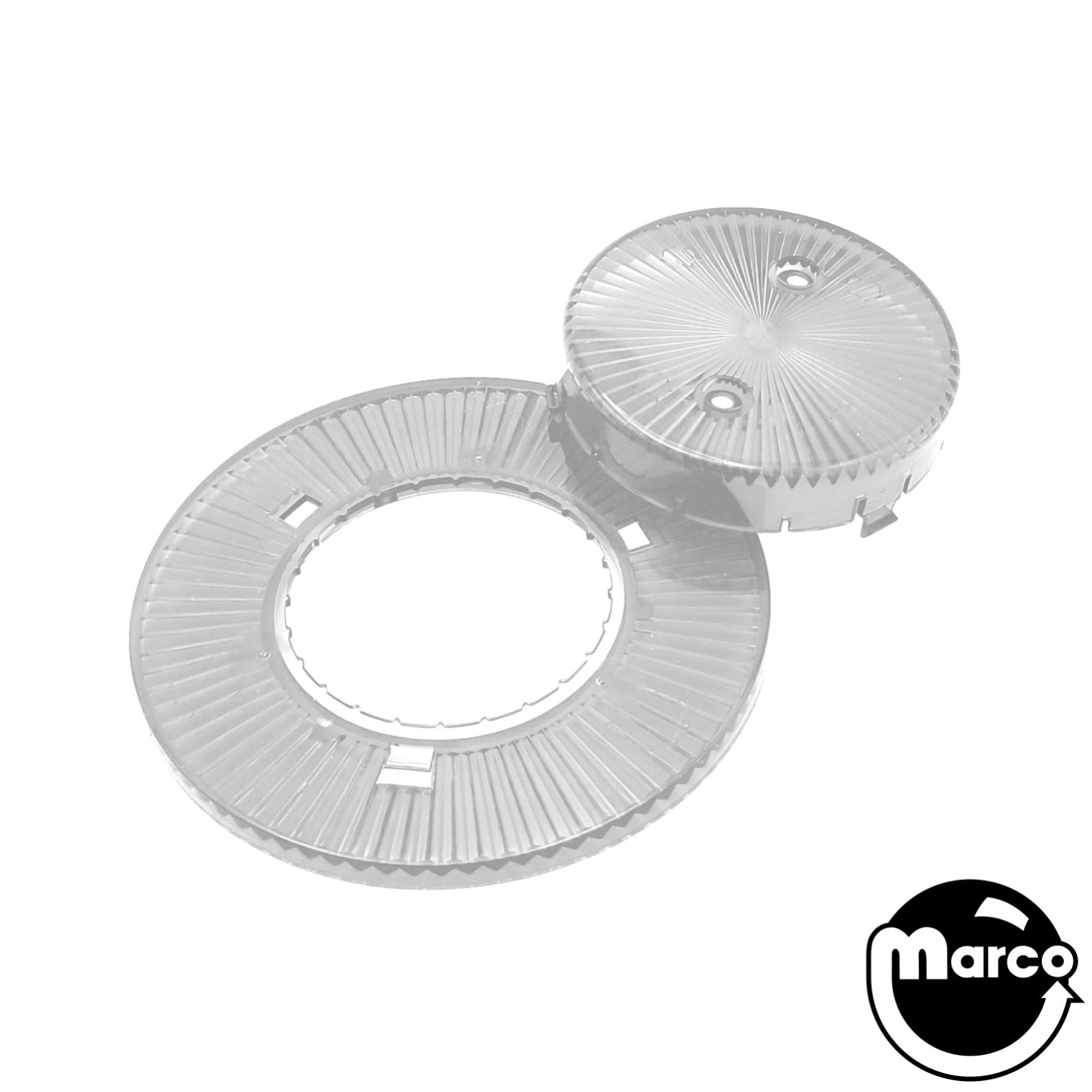 Pop bumper snap cap with collar - clear