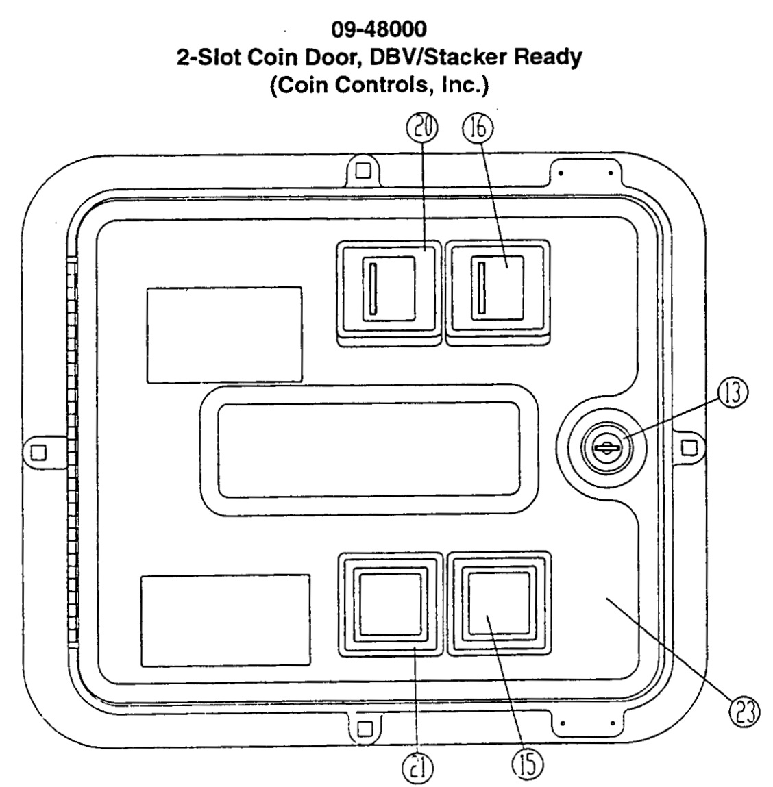 Coin door assembly Coin Controls 2 chute/DBV universal