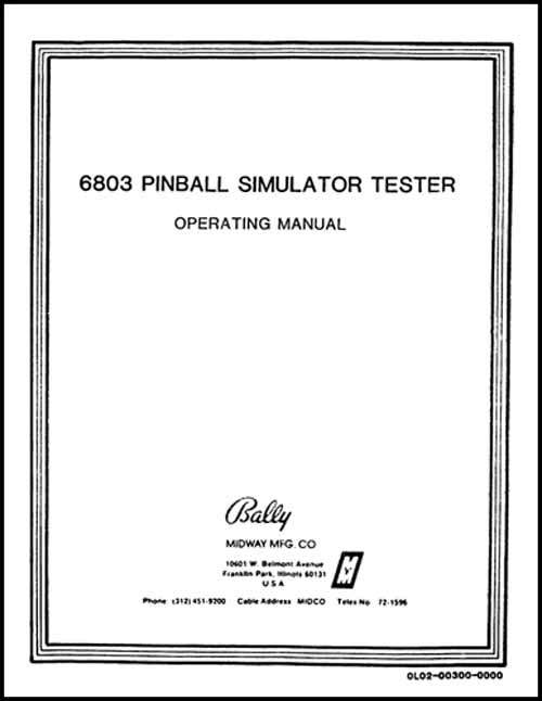 Bally 6803 Pinball Simulator Manual
