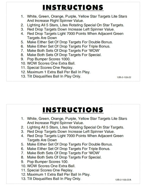 STARS (Stern) Score Cards (8)