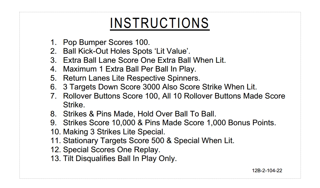 MEMORY LANE (Stern) Score Cards (8)