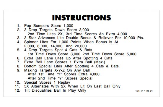DRACULA (Stern) Score Cards (8)