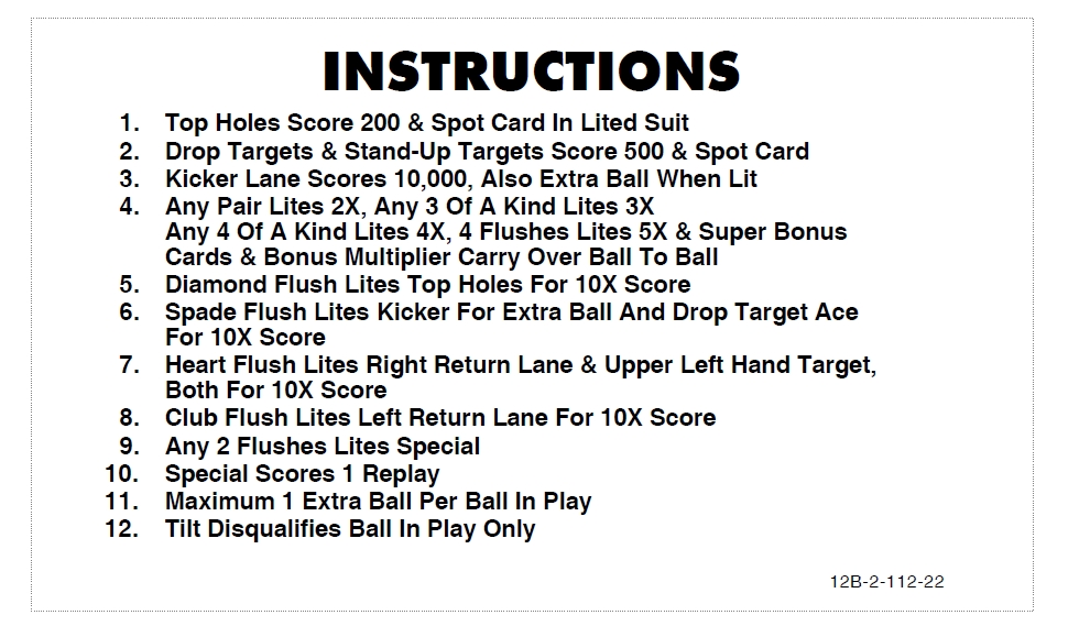 HOT HAND (Stern) Score cards (4)