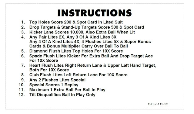 HOT HAND (Stern) Score cards (4)
