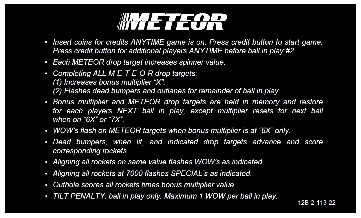 METEOR (Stern) Score Cards (8)