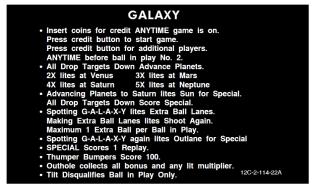 GALAXY (Stern) Score cards (8)