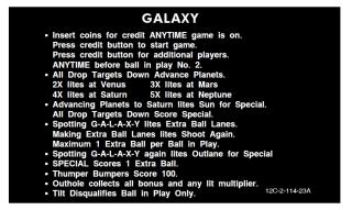 GALAXY (Stern) Score cards (8)