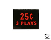 Price plate (CCM/Stern) 25&cent; 3 Plays