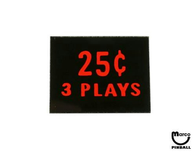Price plate CCM/Stern 25¢ 3 Plays 326-305-C