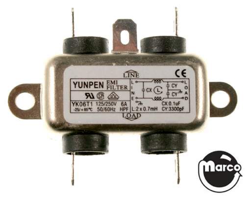 AC line filter EMI 125/250V 50/60Hz YK06T1