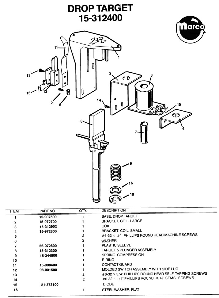 AF-TOR (Wico) Drop target assembly