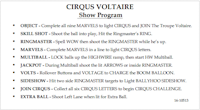 CIRQUS VOLTAIRE (Bally) Score Card