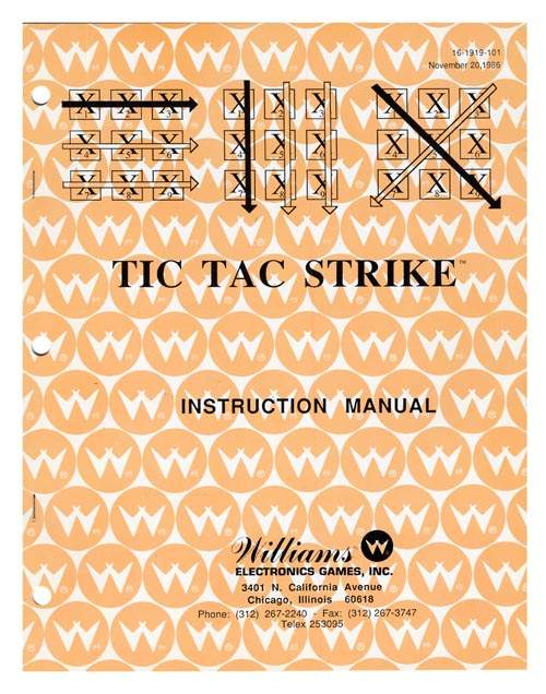 TIC TAC STRIKE (Williams) Manual