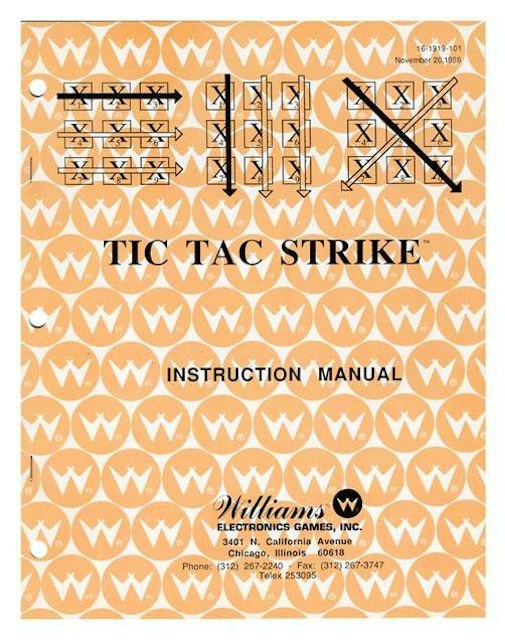 TIC TAC STRIKE (Williams) Manual