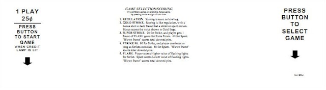 GOLD MINE (Williams) Instruction Card