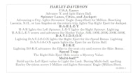 HARLEY DAVIDSON (Bally) Score card