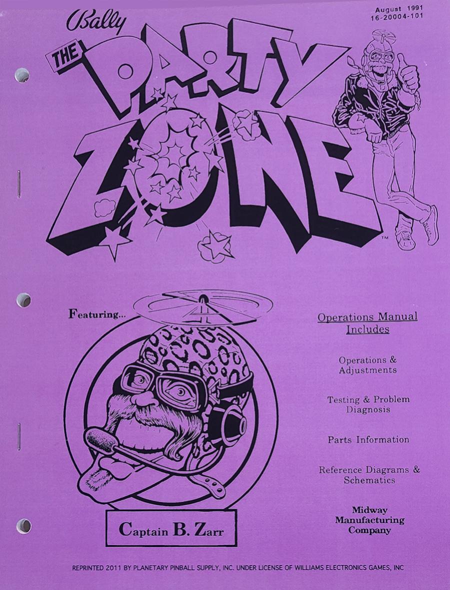 PARTY ZONE (Bally) Game Manual Reprint