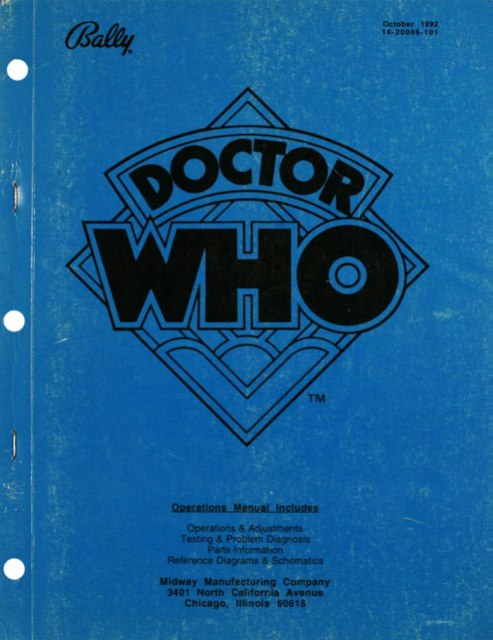 DOCTOR WHO (Bally) Manual - instruction
