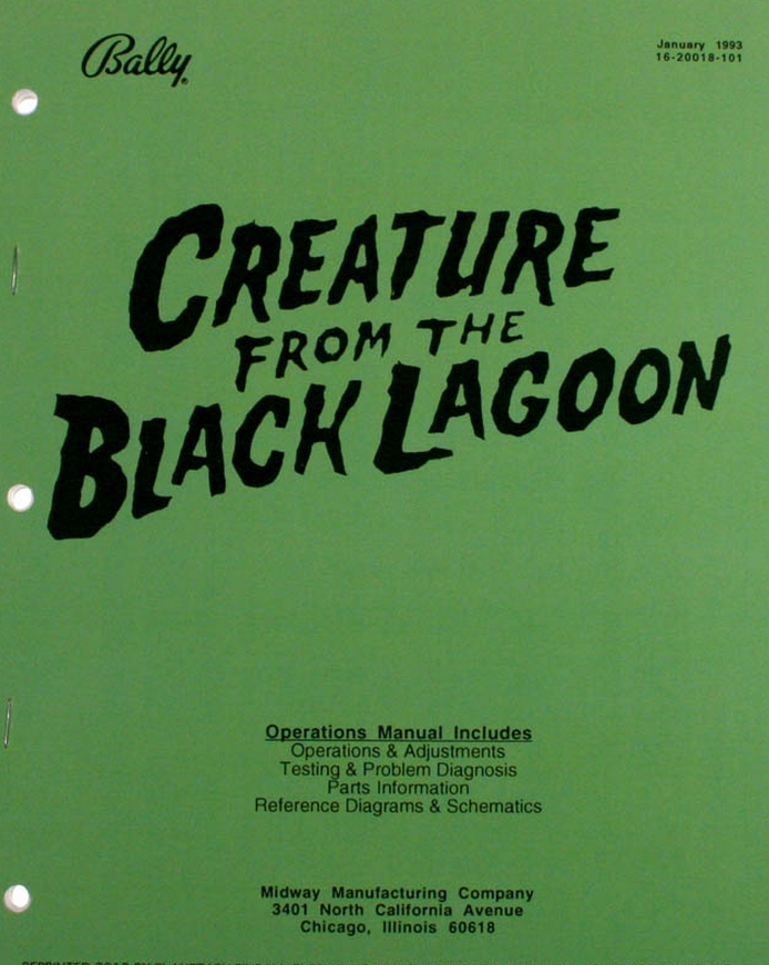 CREATURE BLACK LAGOON (Bally) Manual - Original