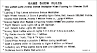 GAME SHOW (Bally) Score card