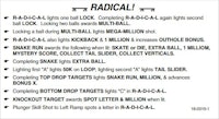 RADICAL (Bally) Score Card Instruction