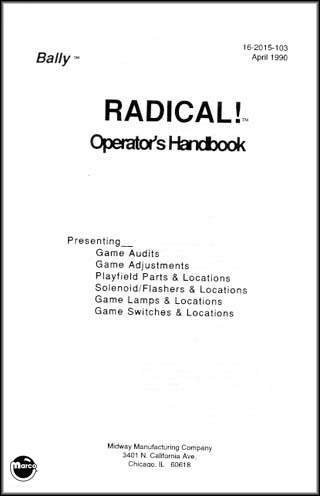 RADICAL (Bally) Operator's Handbook