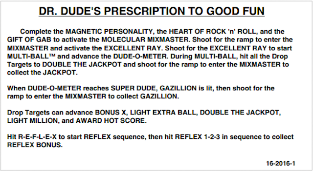 DR DUDE (Bally) Score Card Instruction