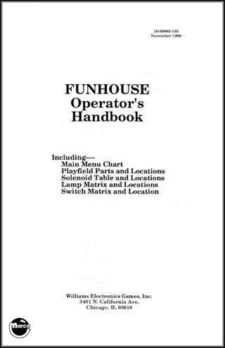 FUNHOUSE (Williams) Operator's Handbook