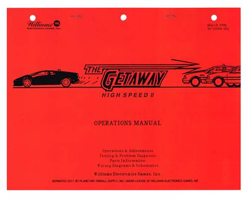 GETAWAY (Williams) Manual - Reprint