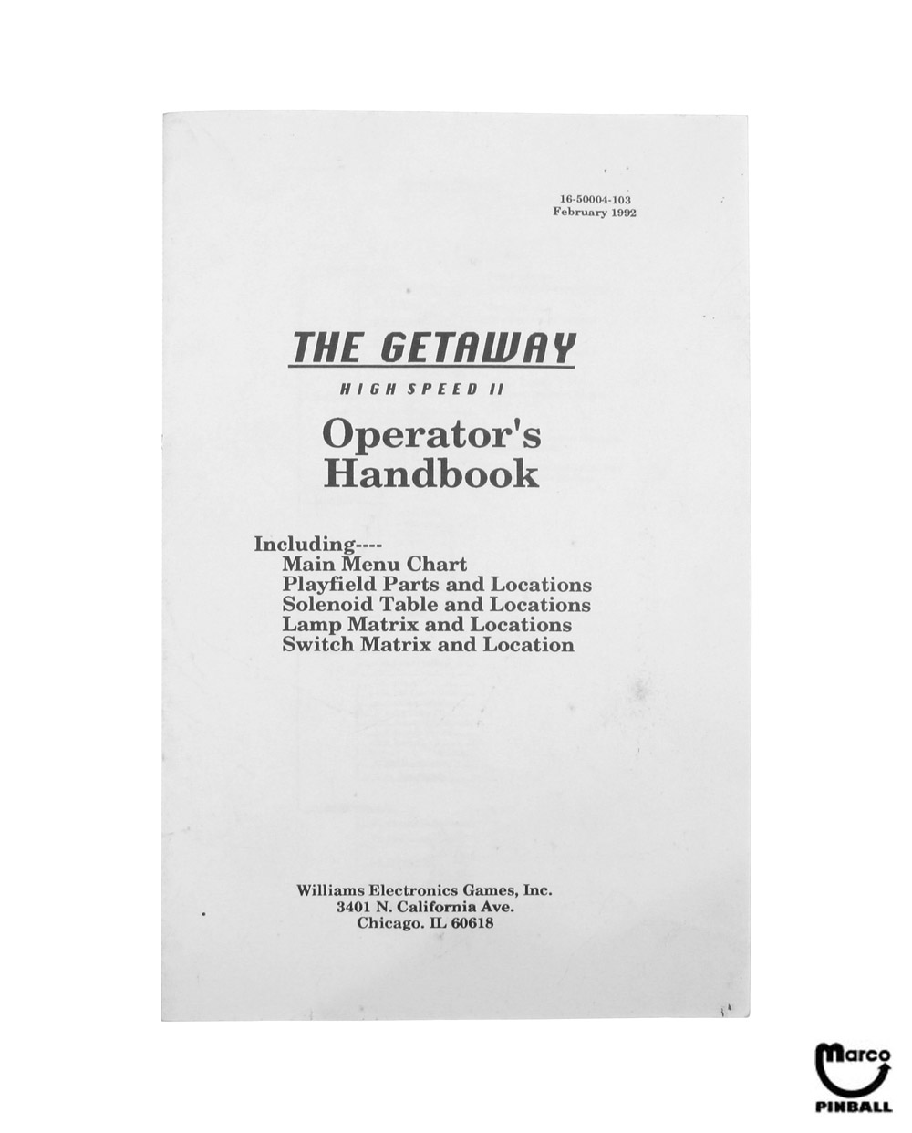 GETAWAY (Williams) Handbook