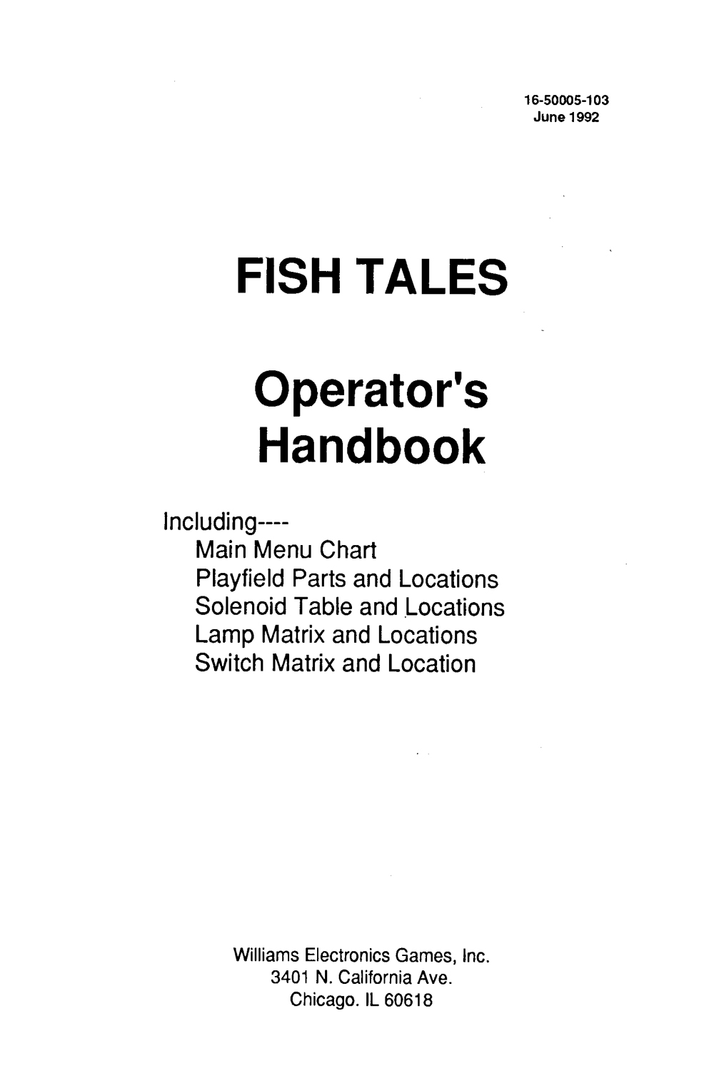 FISH TALES (Williams) Handbook