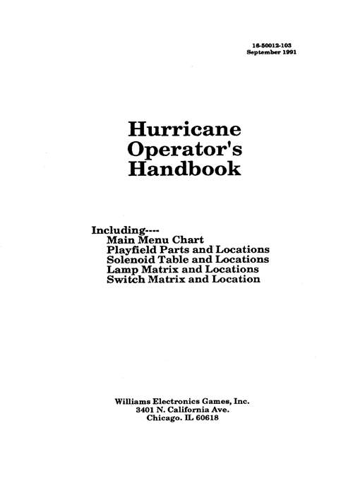 HURRICANE (Williams) Handbook