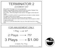 TERMINATOR 2 (Williams) instruction card