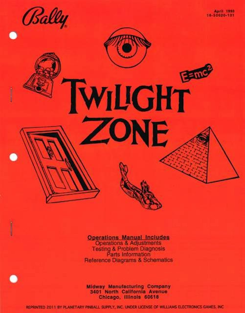 TWILIGHT ZONE (Bally) Manual Reprint