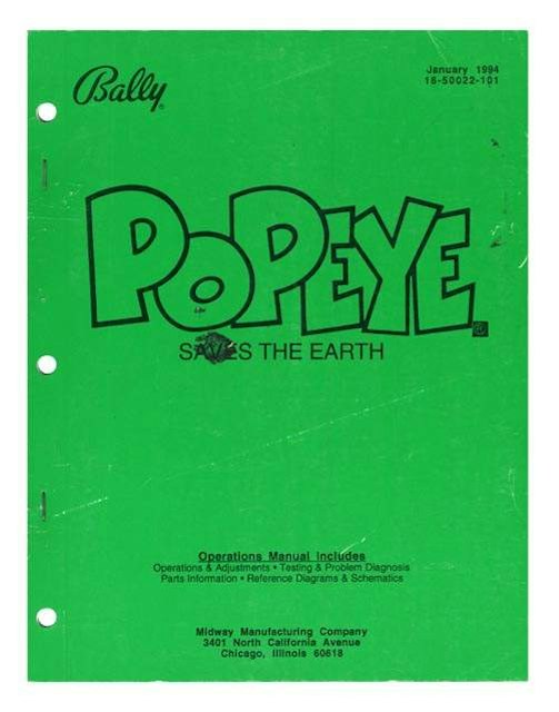 POPEYE (Bally) Manual 1994