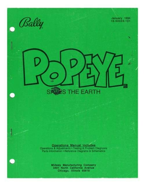 POPEYE (Bally) Manual 1994