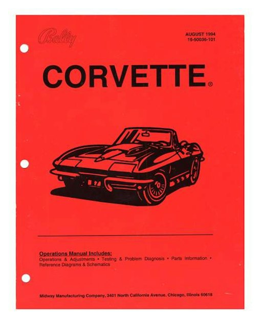 CORVETTE (Bally) Manual reprint