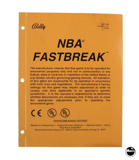 NBA FASTBREAK (Bally) Operations Manual