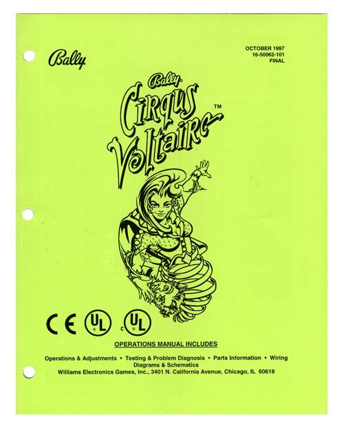 CIRQUS VOLTAIRE (Bally) Manual - Original