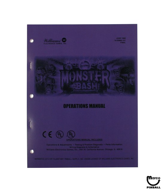 MONSTER BASH (Williams) Manual - Reprint