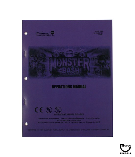 MONSTER BASH (Williams) Manual - Reprint