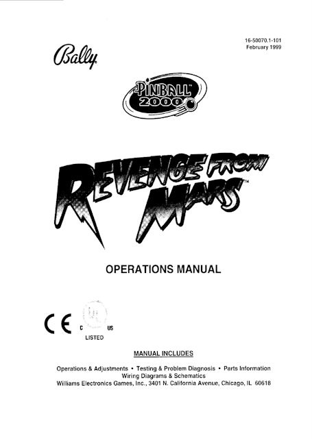 REVENGE FROM MARS (Bally) Manual
