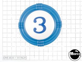 Pop bumper cap deco dome blue '3' blue